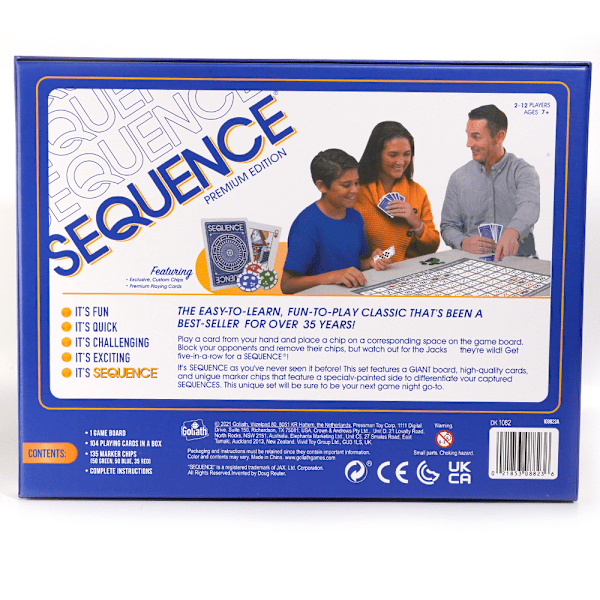 Sequence Premium Fantastisk Sæt med Kæmpe Skakbræt (20,25 x 26,25 tommer), Eksklusive Brikker og Deluxe Kort, Blå, Alder 7+