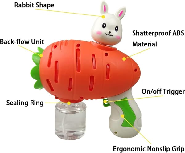 Påskhare bubbelpistol automatisk bubbelmaskin leksak för barn flickor pojkar-FX-