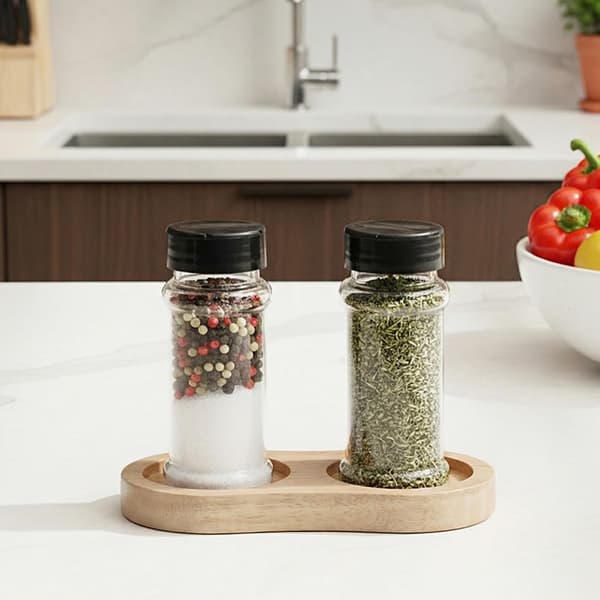 Brick for salt- and pepper mill, stand; wood, suitable for various mills and spice bottles; accessory for mill-FX-
