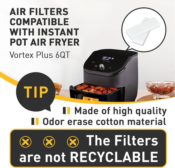 20-pak erstatningsfiltre til Vortex Plus 6QT Instant Airfryer med ClearCook og OdorErase-FX