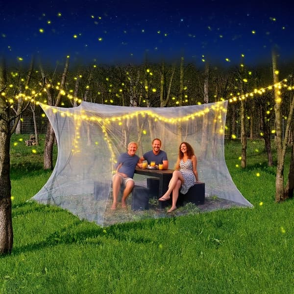 Stor myggnetting for camping og innendørs bruk – enkel åpning, lett å bære, hvit 300x300x250cm