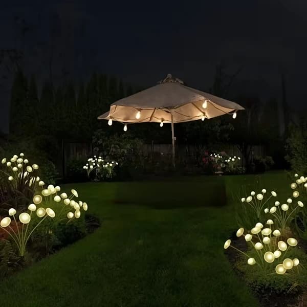 Solcellsdriven svampmanet trädgårdslampa, IP65 vattentät, plast, 8 LED Warm 8 LEDS