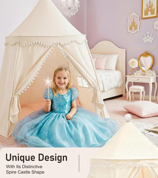 Stort Legetelt til Børn – Yurt-design Legetelt med Taske, Perfekt Gave til Børn-FX- Light Blue