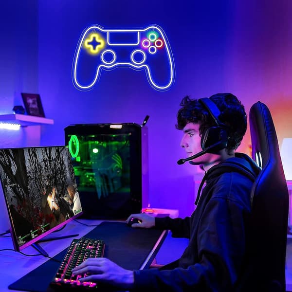 Gaming Controller Neonskilt til Værelsesindretning, LED Vægkunst til Gamere-FX-