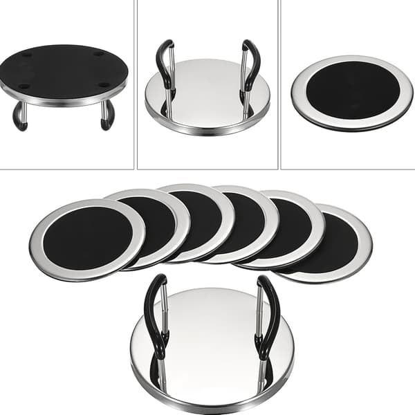6-delt bordskånesæt med holder, skridsikre varmeisolerende bordskånere i rustfrit stål og EVA til hjem og kontor 6pc Coaster Set