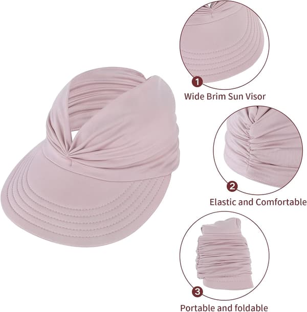 Solhatte til kvinder UV-beskyttelse Solskærm Bred skygge Sommerhatte med hestehale-FX- Black