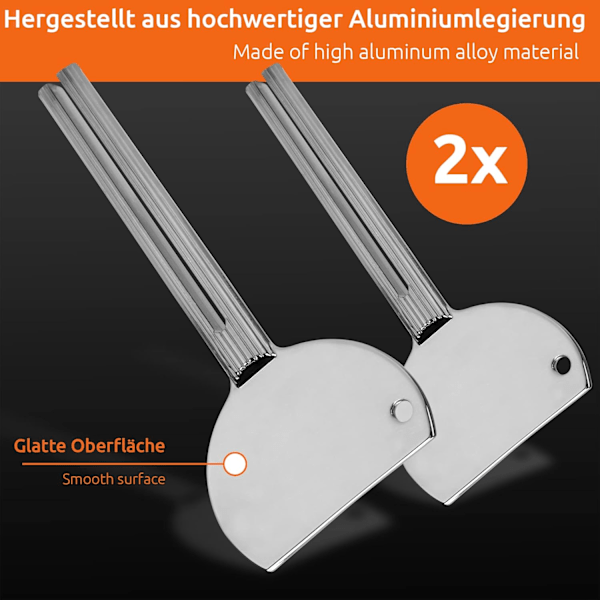 2 stk tubeklemmer, tubepress for tannkrem, fargetuber, kremer, sennep, tubevrider, klemme for baderom og kjøkken, rustfritt aluminium