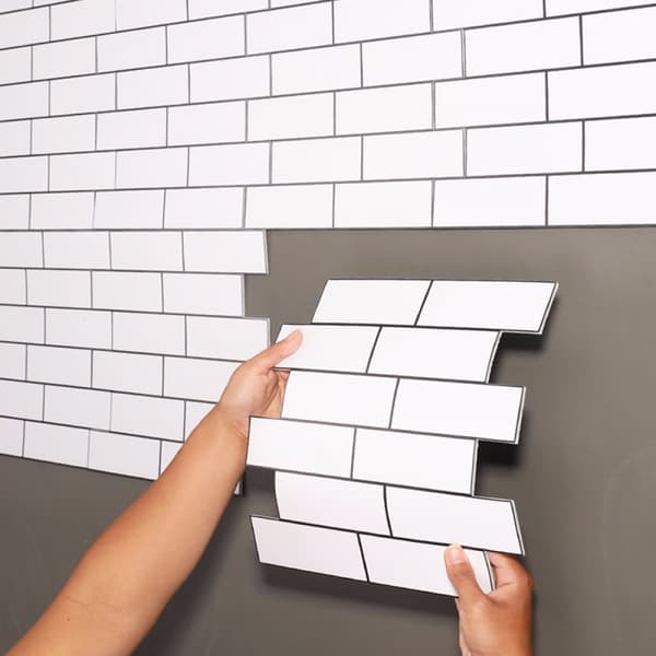 3D 10 fliser selvklæbende badeværelsesvægfliser, tykkere selvklæbende backsplash til køkken, stærkere klæbeevne V-FX-