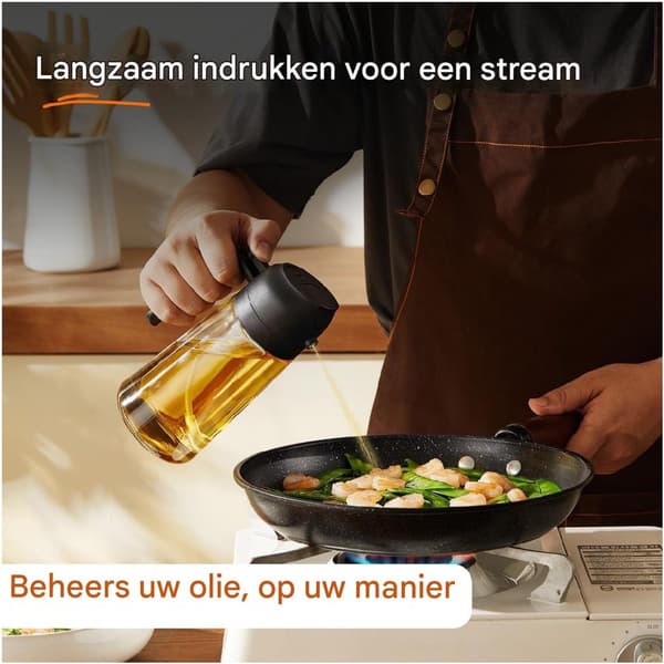 2-i-1 oliedispenser og sprayflaske til madlavning, bagning og grill Black