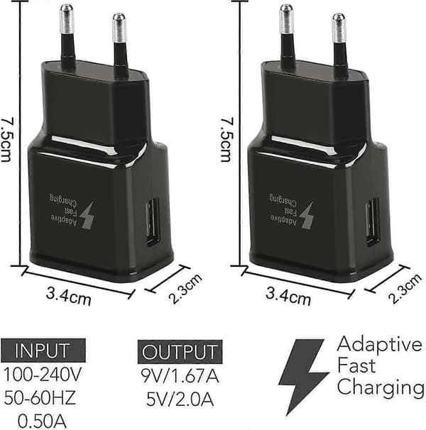 4-pakning 5V-2A USB-strømadapter, universell hurtiglader for iPhone 12/11/X 8/7/6, Samsung Galaxy S22 S21 S20-FX-