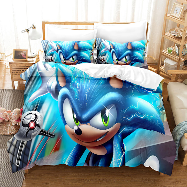Sonic tecknad anime sängkläder täckeset tredelat 135*200