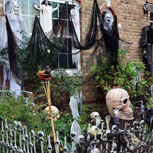 Halloween-kangaskoriste, 200 x 500 cm musta kangas-FX-