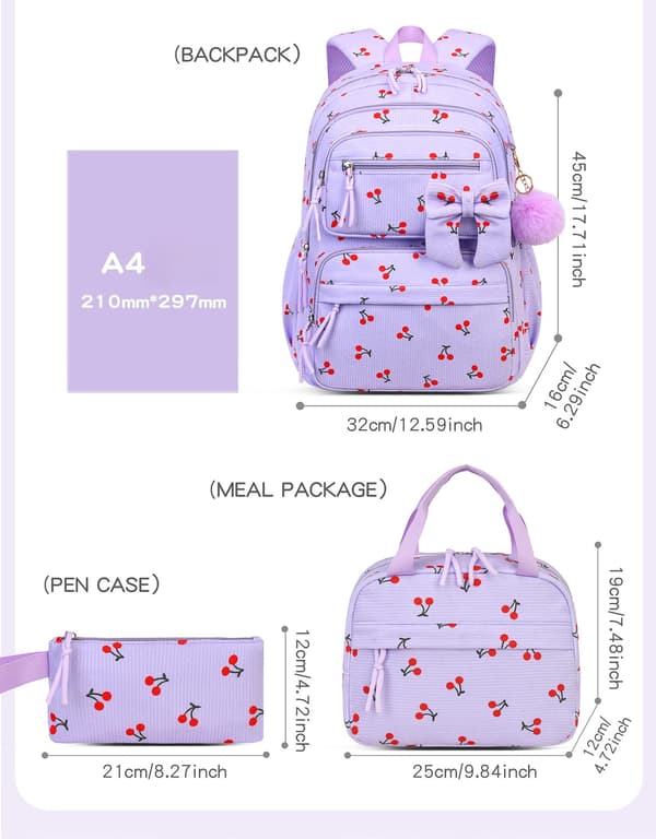 Girls' Backpack, Cute Bowknot Decor Lightweight Load-Reducing School Backpack for Primary School Students-FX- Beige