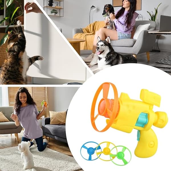 Frisbee-legetøj, kastere, interaktivt legetøj til hunde og katte, killingefrisbee, interaktive spil-FX-