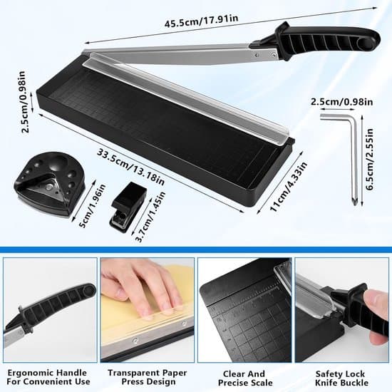 A4 paper cutter with lever and rounded corners, manual cutting device for paper and cardboard-FX-