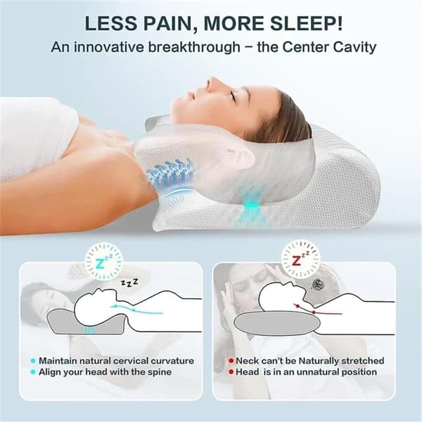 Søvnapnépude, cervikal pude (til behandling af søvnapné), højkvalitets memory foam-pude (til lindring af nakkesmerter), ergonomisk pude-FX-
