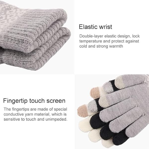 st Vinter Pekskärmshandskar Kvinnor Män Varma Stretch Stickade Vantar Imitation Ull Tjocka Helhandsvantar-FX-