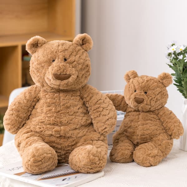 Plysset bamse, 40 cm, superblødt plyslegetøj, brun bamse-FX-