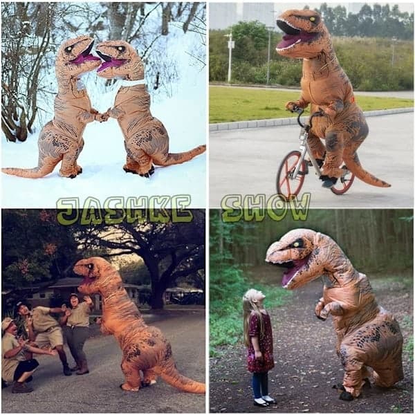 Påske Special! Oppustelig T-Rex Dinosaurkostume til voksne, Brun-FX-