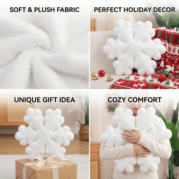 Snöflinga-kudde kreativ soffkudde för sovrums- och vardagsrumsdekor 50x50cm White