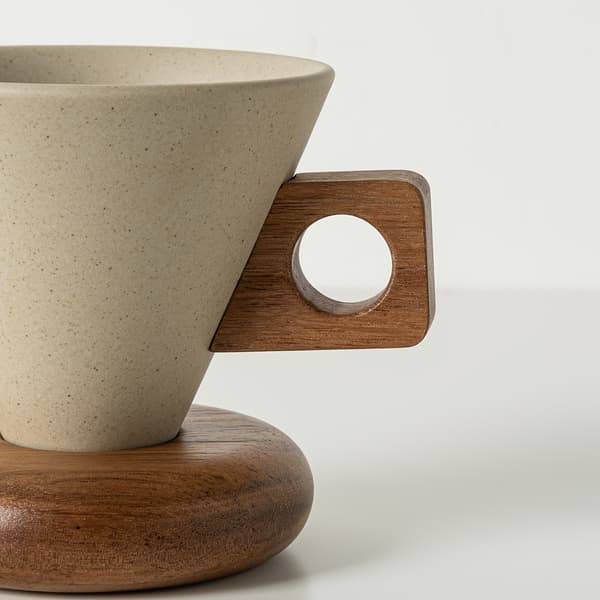 Retro kaffekop og underkop i keramik til hjemmet og som gave 250ml