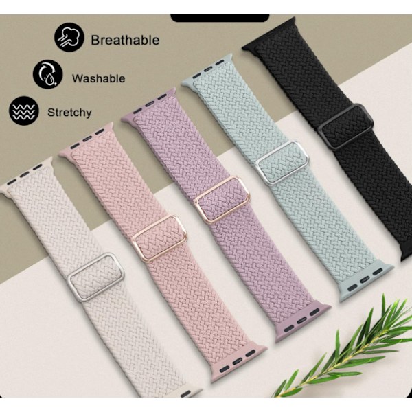 5-Pakning Flettet Elastisk Justerbar Rem Kompatibel for Apple Wa【HY】