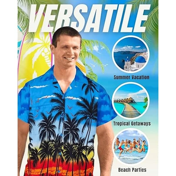 Herr Casual Hawaiian Masquerade Skjorte, Sommerstrandfest, SS-FX- S