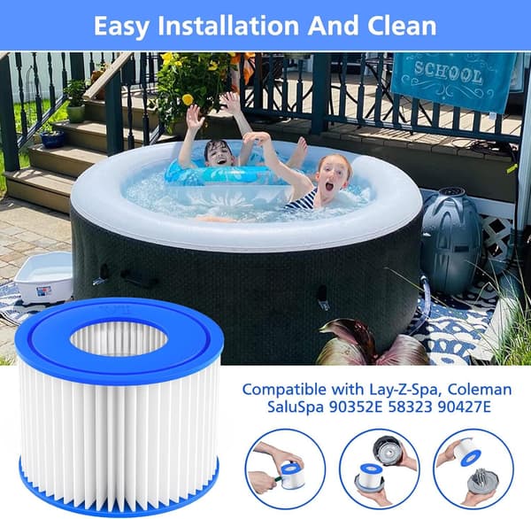 Lay-Z-Spa filterpatron til boblebad, kompatibel med alle Lay-Z-Spa boblebadsmodeller-FX- 4pcs