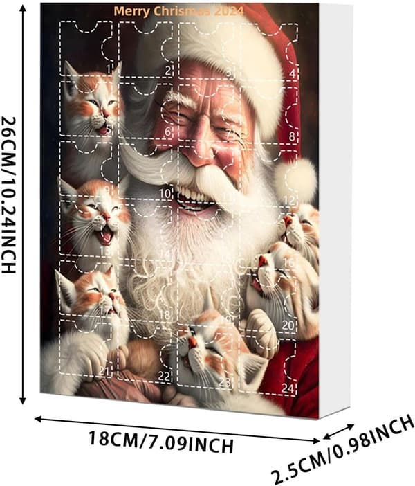 Katte-julekalender 2024, 24-dages jule-nedtællingskalender med søde kattefigurer, julepynt-FX-