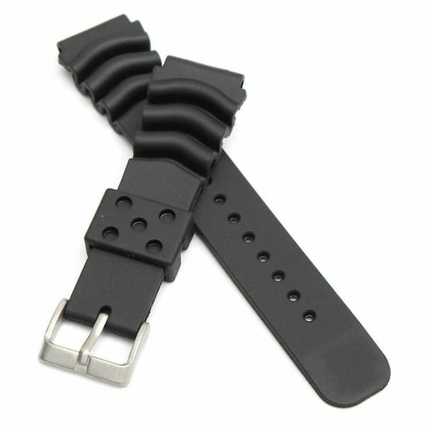 22MM Musta Kumiranneke/Vaihtoranneke SEIKO DIVER'S -kelloon -FX-
