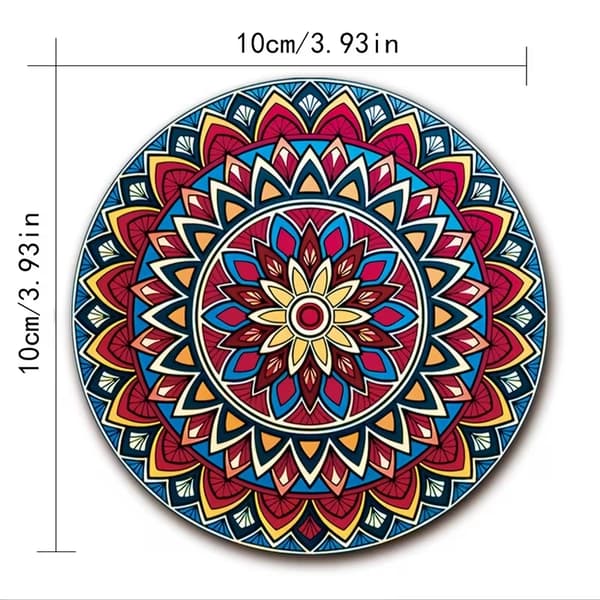 Træ Mandala Coaster Sæt 8 stk. 10x10cm til Hjemmebar Kontor 10x10cm