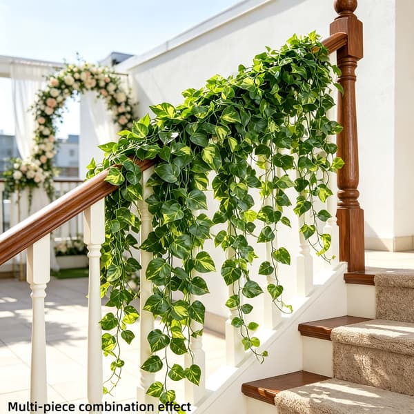 Kunstig Vedbend Ranke Væghængende Sæt, Falsk Pothos Grønt til Hjem Have Bryllupsindretning 26pcs Vines Green