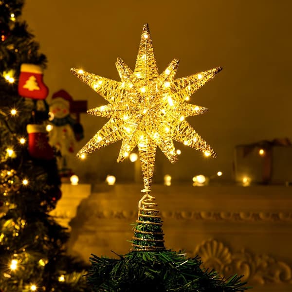 20 LED-lys Metalstjerne Top til juletræ Batteridrevet-FX-