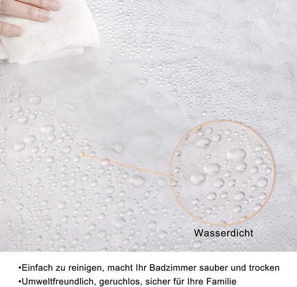 Transparent duschdraperi med viktmagnet undertill