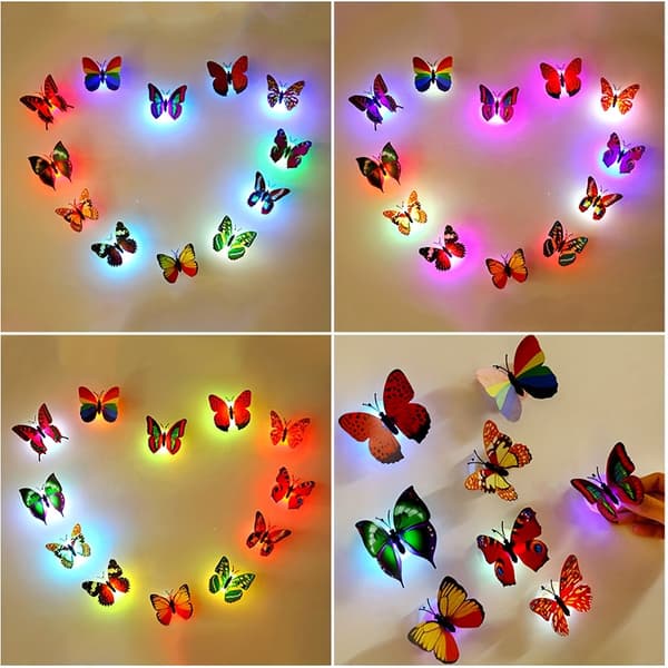 Lysende Sommerfugle Natlamper 10-pak Plastik Papir Batteridrevet 10pcs Multi Colors