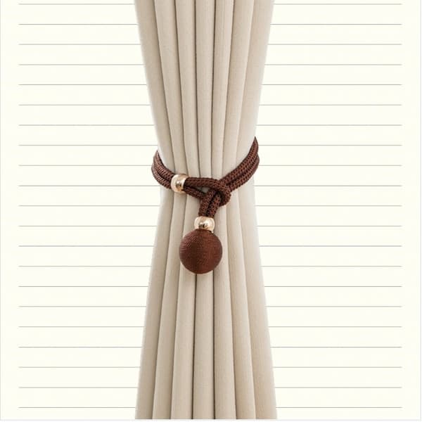 Set of 2 Decorative Ball Curtain Tiebacks - Stylish Window Drape Holders DarkBrown-FX- DarkBrown 113