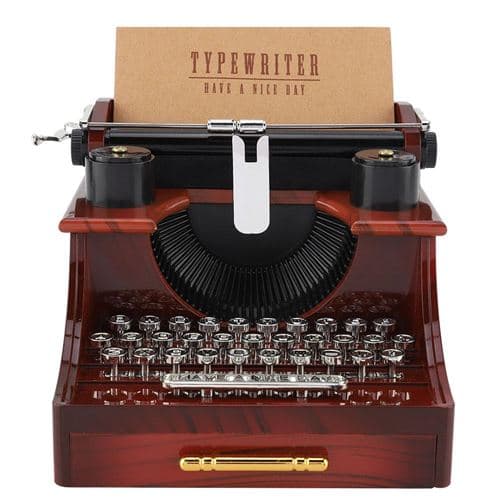 Vintage skrivemaskine-stil mekanisk spilledåse med Dr-FX-