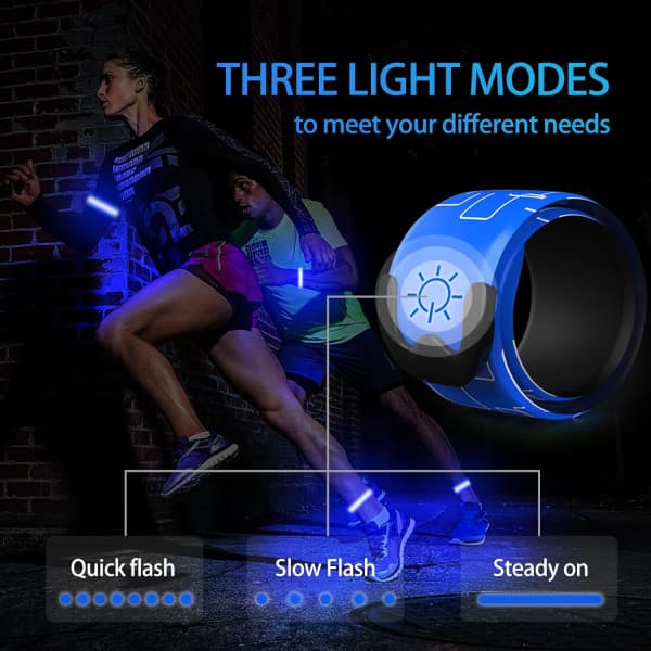 Running Armband 2-pack Running Lights for Runners Rechargeable Reflective Running Gear Light Armband High Visibility LED Armband Light Blue-FX- blue