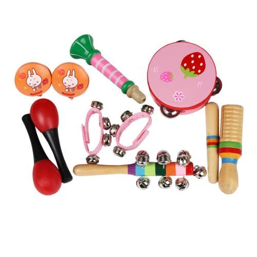 Träslagverksinstrument Leksaksset 11 delar Pedagogisk T-FX-