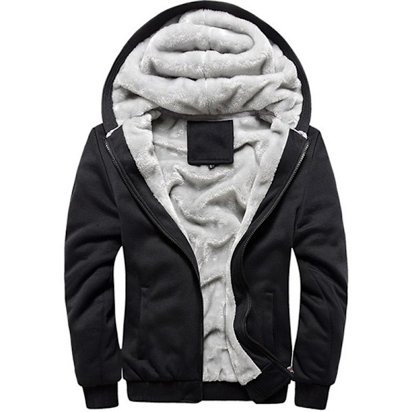 Mænds Tyk Fleeceforet Varmt Vinterjakke Sort 3XL 3XL Black