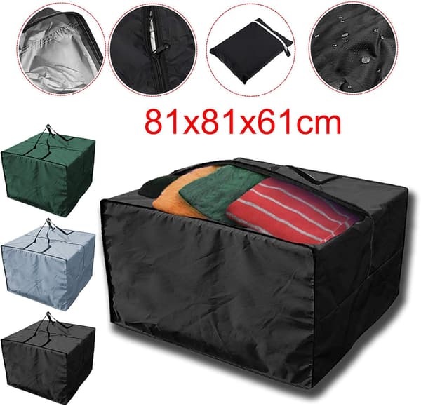 Vattentätt 80x80x60cm Svart Överdrag för Trädgårdsmöbelkuddar-FX-
