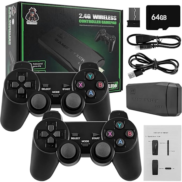 2024 Ny 20000+ 4k HDMI TV-spillpinne Retro Spillkonsoll med 2 Trådløse Kontroller 4k Spillpinne 100% Ny