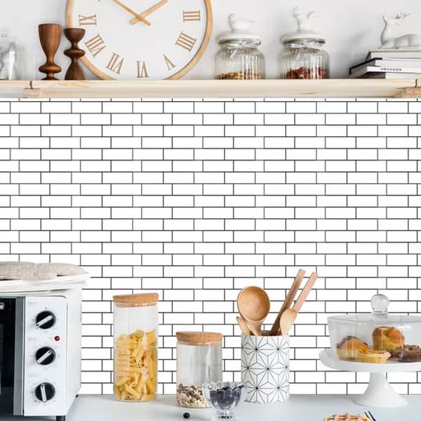 3D 10 fliser selvklæbende badeværelsesvægfliser, tykkere selvklæbende backsplash til køkken, stærkere klæbeevne V-FX-