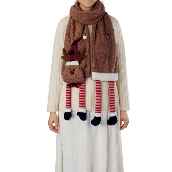 Sødt julehalstørklæde til børn og voksne, varm vinter teddyfleece halsvarmer Santa scarf