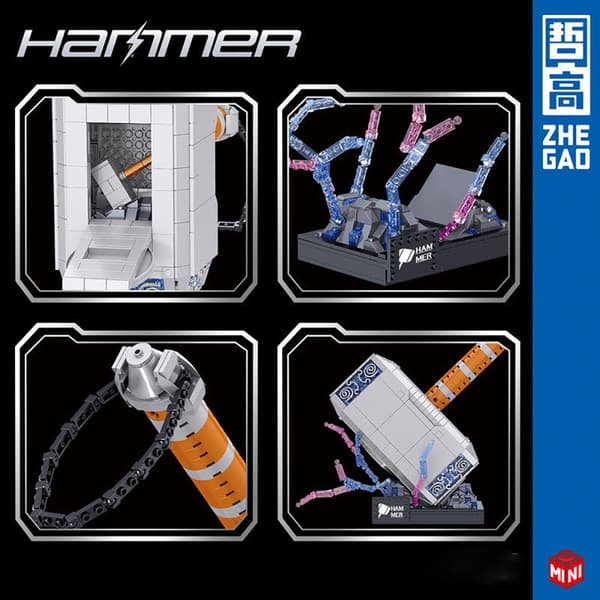 Marvel Thor Hammer Model Building Blocks - Fun to Build and Play - 975 Pieces-FX-