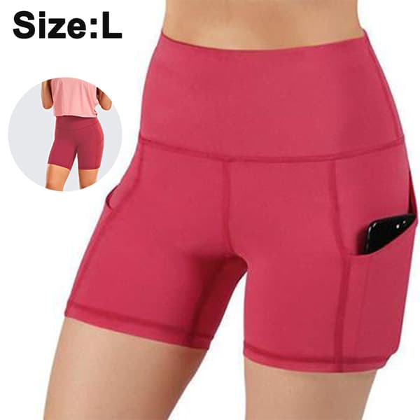 1 st yogashorts för kvinnor med hög midja med sidofickor magkontroll
