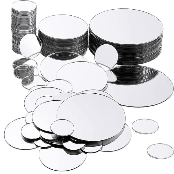 40 Pcs Mini Round Mirrors Small Round Mirrors Self-Adhesive Mirrors Round Craft Mirrors for Crafts (LGL)-FX- As Shown
