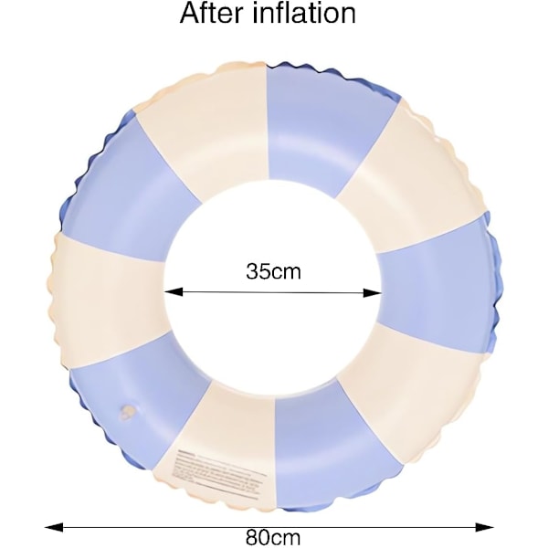 Oppustelig badering til voksne, badering poolbøje, retro stribet PVC oppustelig bøje swimmingpool bøje Blue