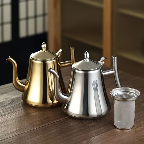 Tekanne i rustfritt stål med avtakbar sil for te og kaffe 1.5L Silvery
