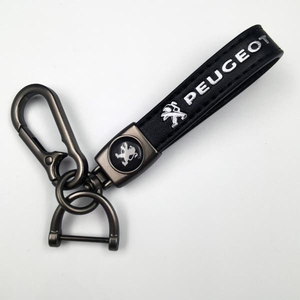 Personalized Metal Car Keychain with Logo - Leather Keychain for Men with Logo Logo-FX- Logo Gunmetal Hardware